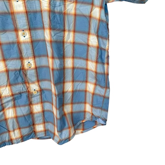 Tommy Bahama Jeans Plaid Shirt Large Blue Orange Cotton Button Down Resort - Picture 3 of 16